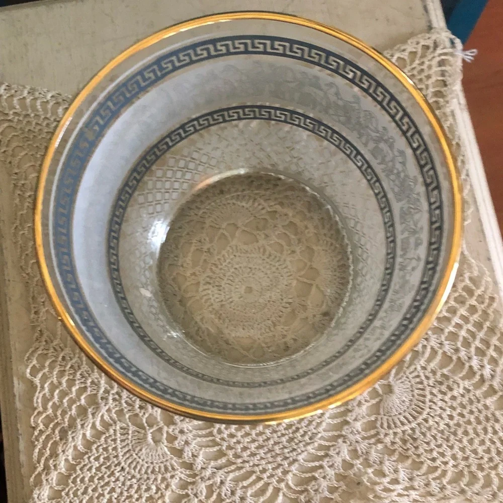 Vintage Jeannette Patrician Egyptian Greek Glass Ice Bucket
